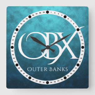 Horloge Carrée OBX Outer Banks NC sur Blue Water Arrière - plan B