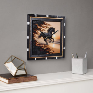 Horloge Carrée Ocean Morgan Ride : Image de grain carbonisé.