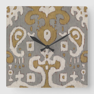 Horloge Carrée Ochre Ikat I
