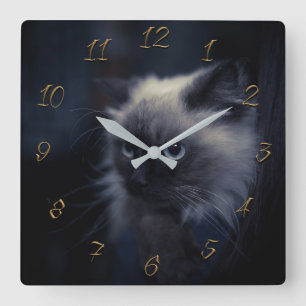 Horloge Carrée Oeil de chat