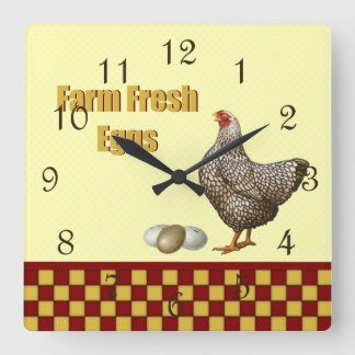 Horloge Carrée Oeufs frais de ferme