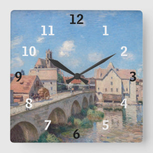 Horloge Carrée OEuvre d'Alfred Sisley - Le Pont de Moret