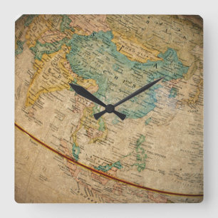 Horloge Carrée Œuvre d'art de globe géographique classique