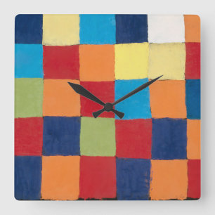 Horloge Carrée Œuvre d'art vintage de Paul Klee Qu 1 Color Chart