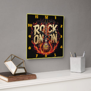 Horloge Carrée OEuvre de guitare fière au design rock