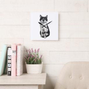 Horloge Carrée Ogie le chat