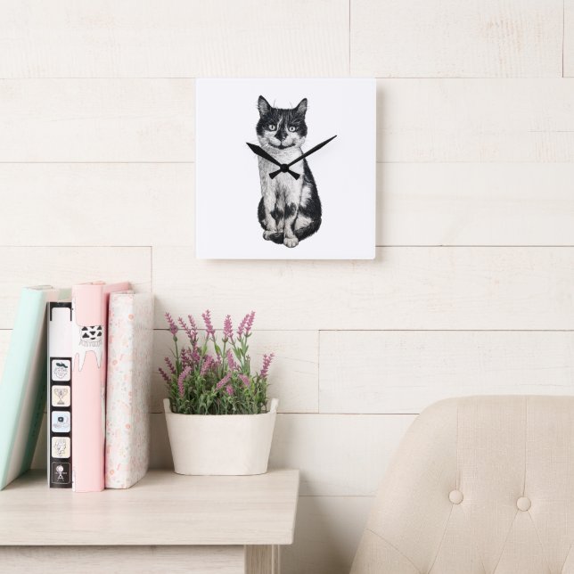 Horloge Carrée Ogie le chat (Salle de lecture)