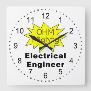 Horloge Carrée Ohm Mighty Electrical Engineer