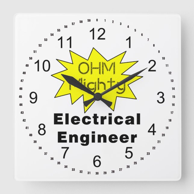 Horloge Carrée Ohm Mighty Electrical Engineer (Recto)