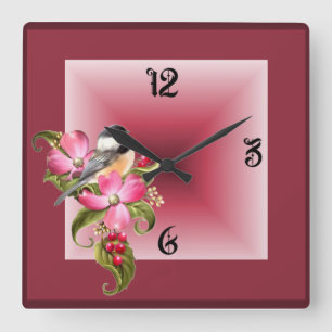 Horloge Carrée Oiseau