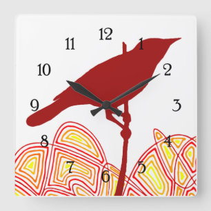 Horloge Carrée Oiseau
