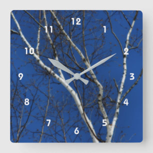 Horloge Carrée Oiseau blanc Ciel bleu Nature Orton Effet