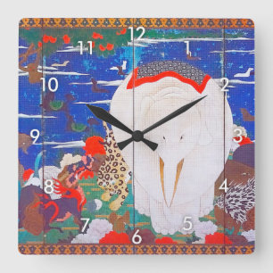Horloge Carrée Oiseaux, animaux et Plantes floraux (à droite) Jak