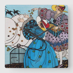 HORLOGE CARRÉE OISEAUX DE PRINTEMPS / BEAUTÉ MODE COSTUME DESIGNE