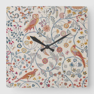 Horloge Carrée Oiseaux et fleurs, William Morris