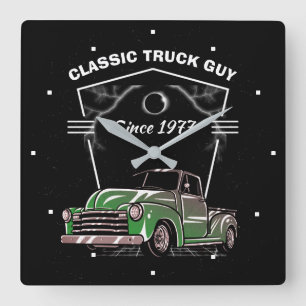 Horloge Carrée Old Classic Truck Guy Green Chevy Since Date