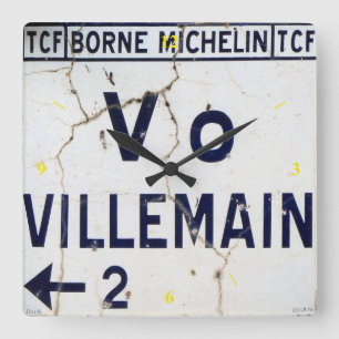 Horloge Carrée Old Enamel French Road Sign.