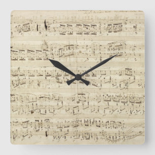 Horloge Carrée Old Music Notes