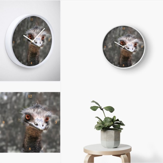 Horloge Carrée Ole Bird, Emu. (Créateur téléchargé)