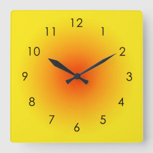 Horloge Carrée Ombre Aura Jaune Orange Sunny
