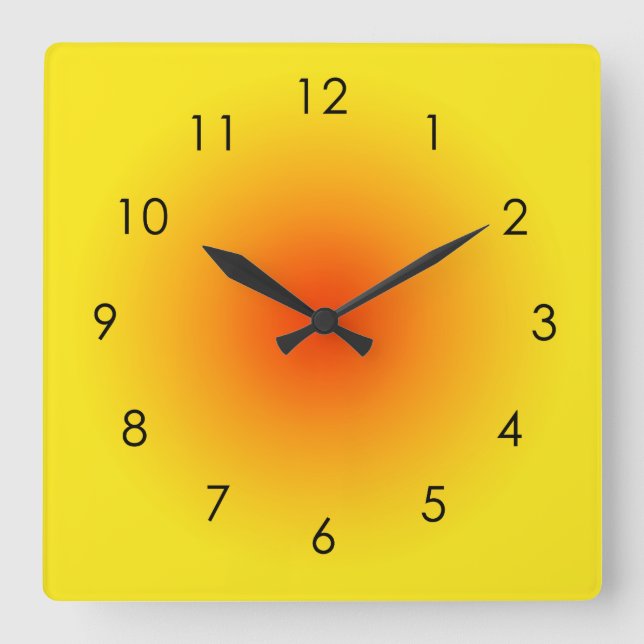 Horloge Carrée Ombre Aura Jaune Orange Sunny (Recto)