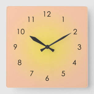 Horloge Carrée Ombre Aura Jaune Planche De Coucher De Soleil