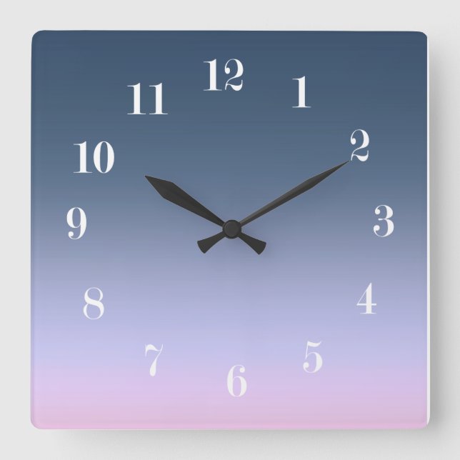 Horloge Carrée Ombre bleu rose . (Recto)
