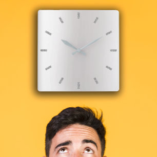 Horloge Carrée Ombre minimaliste gris argenté monochromatique noi