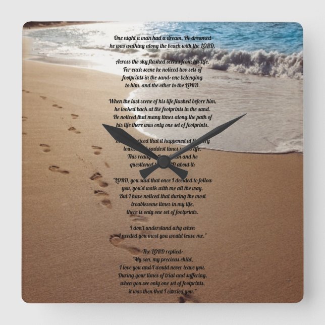 Horloge Carrée One Set of Footprints Square Wall Clock (Recto)