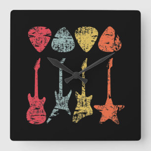 Horloge Carrée Onglet de guitare Retro Vintage pour Guitaristes B