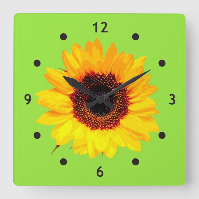 Horloge Carrée Only a Sunflower Blossom + your text & ideas (Recto)