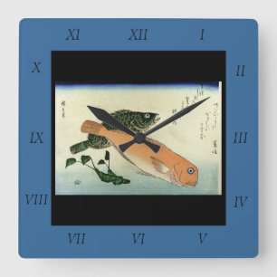 Horloge Carrée Oomon-hata & Shiro-amadai - Impression de poisson