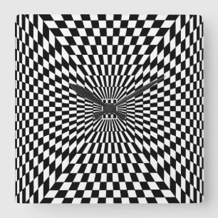 Horloge Carrée OP -Art #8 à Emporio Moffa