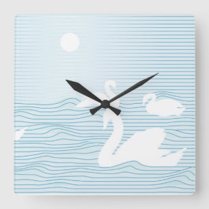 Horloge Carrée OP Art Blue Swan Drig Mug