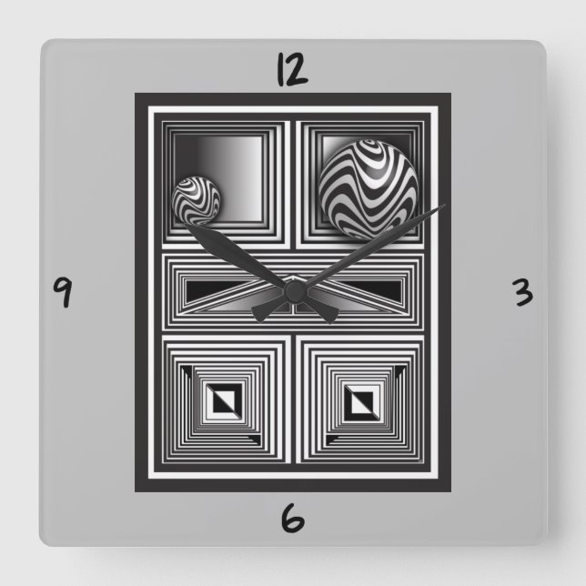 Horloge Carrée Optics thru Shapes (Recto)