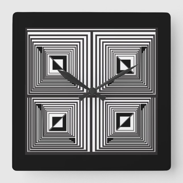Horloge Carrée Optique via Formes (Recto)