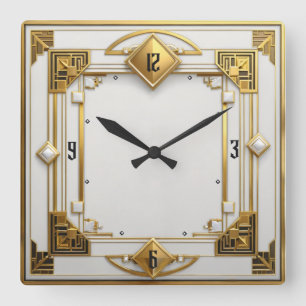 Horloge Carrée Or Art déco