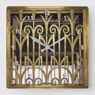 Horloge Carrée Or Art déco