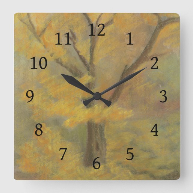 Horloge Carrée Or d'automne (Recto)