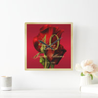 Or encadré romantique Rose rouge Anniversaire