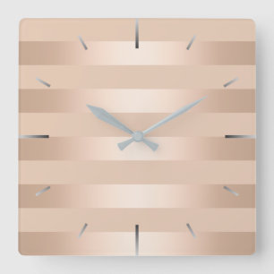 Horloge Carrée Or rose d'en cuivre moderne élégant de poussin