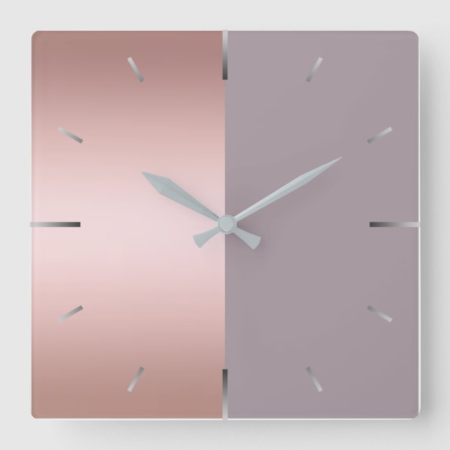 Horloge Carrée Or rose élégant et minimal et bloc pourpre de (Recto)