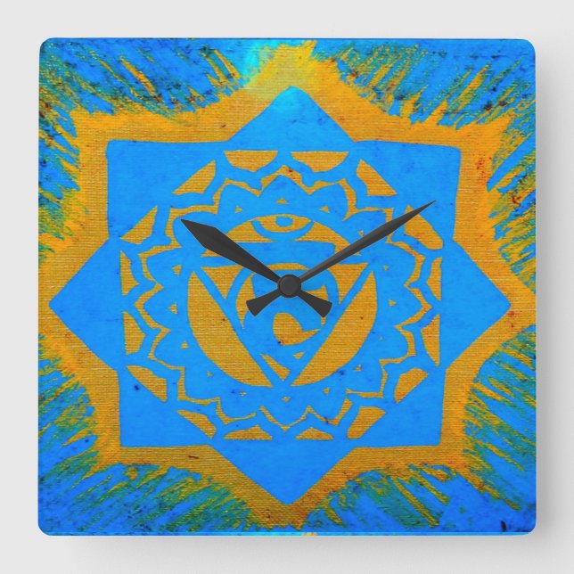 Horloge Carrée or sur le symbole tantric bleu (Recto)