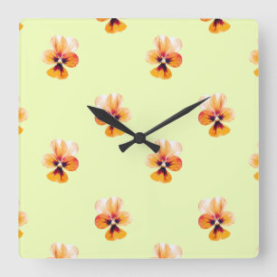 Horloge Carrée orang pansies