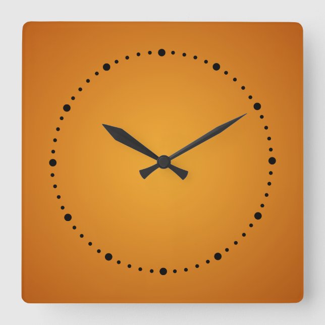 Horloge Carrée Orange doré Orange brûlé Rustique Joyeux (Recto)