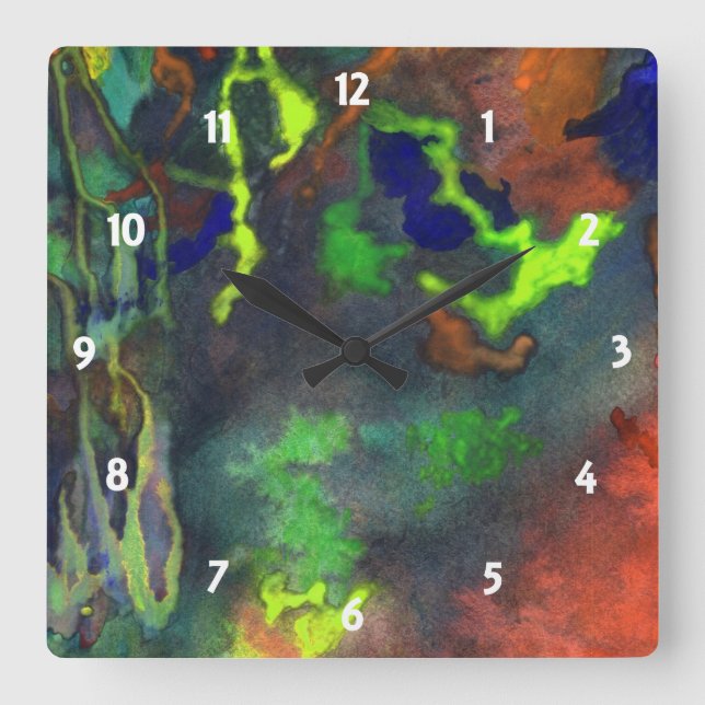 Horloge Carrée Orange Fusion Custom Clock (Recto)
