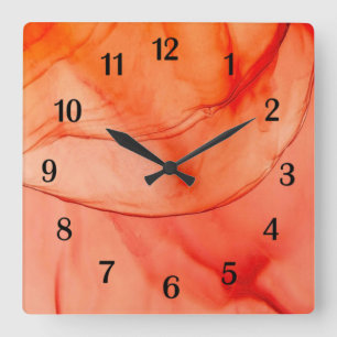Horloge Carrée Orange Sherbet
