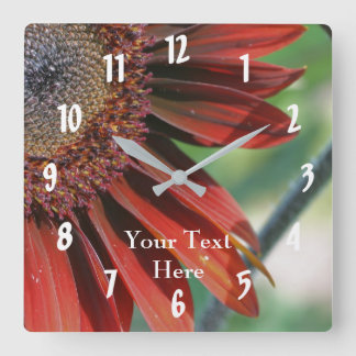 Horloge Carrée Orange Sunflower Petals Nature