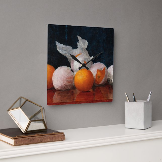 Horloge Carrée Oranges enrobées par William Joseph Mccloskey (Bureau)