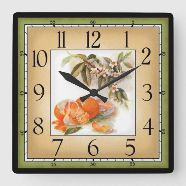 Horloge Carrée Oranges et arbres (Recto)